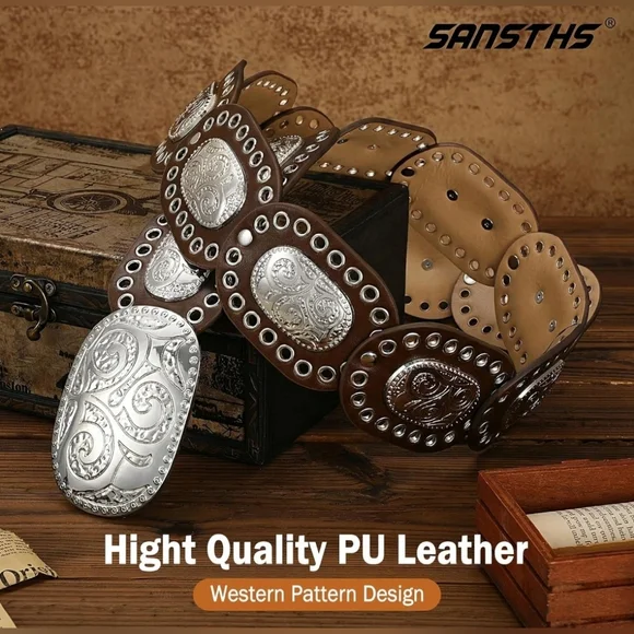 Brown and Silver Western Belt - Picture 4 of 6